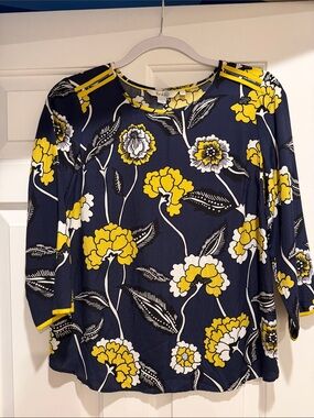 Boden Navy, Yellow & White Floral Blouse